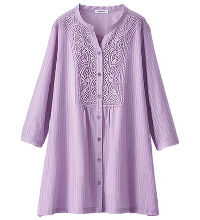 BELLUNA（ベルーナ）の「シアー素材モチーフレース使いシャツチュニック（チュニック）」