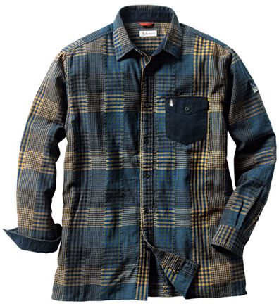 「＜ハッシュパピー＞コットン１００％パッチワーク風シャツ（メンズシャツ）」