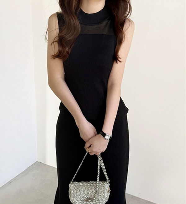 GeeRA（ジーラ）の「シアー切替ニットトップス（ニット・セーター）」｜詳細画像