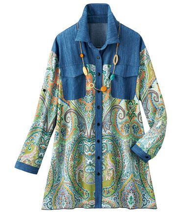 ルフラン（ルフラン）の「華やか柄シャツチュニック（シャツ）」