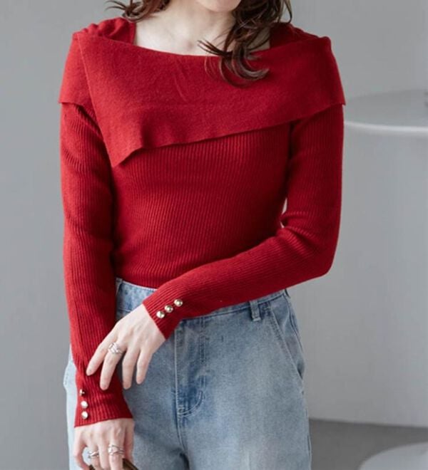 RANAN（ラナン）の「アシメオフショルリブニット（ニット・セーター）」｜詳細画像