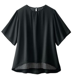 BELLUNA（ベルーナ）の「シフォン重ねレイヤードチュニック（チュニック）」｜黒