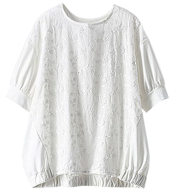 BELLUNA（ベルーナ）の「＜＆ｃｏｃｏｃｈｉ＞３Ｄレース切替コクーンブラウス（チュニック）」｜詳細画像