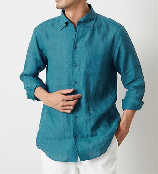 「＜コムルヴァン・オム＞大人のフレンチリネン１００％シャツ（メンズシャツ）」｜詳細画像