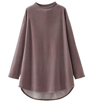 BELLUNA（ベルーナ）の「ベロア素材裾ラウンドチュニック（チュニック）」｜グレージュ