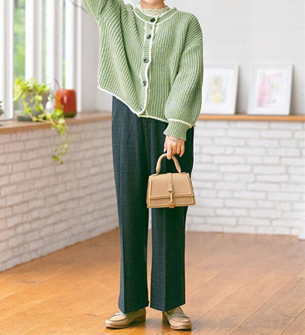 ルフラン（ルフラン）の「ステッチ使いメランジカーデ（ニットカーディガン）」｜詳細画像