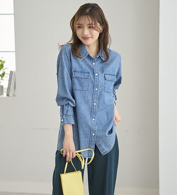 BELLUNA（ベルーナ）の「Ｇジャン未満の軽やかライトオンスデニムシャツ（シャツ）」｜詳細画像