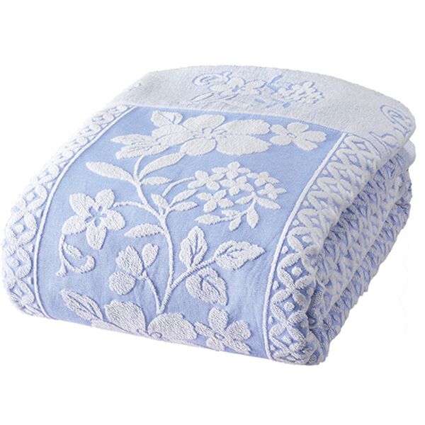 「今治産ロング＆ボリュームジャカード織タオルケット（肌掛布団・タオルケット）」｜シングルブルー