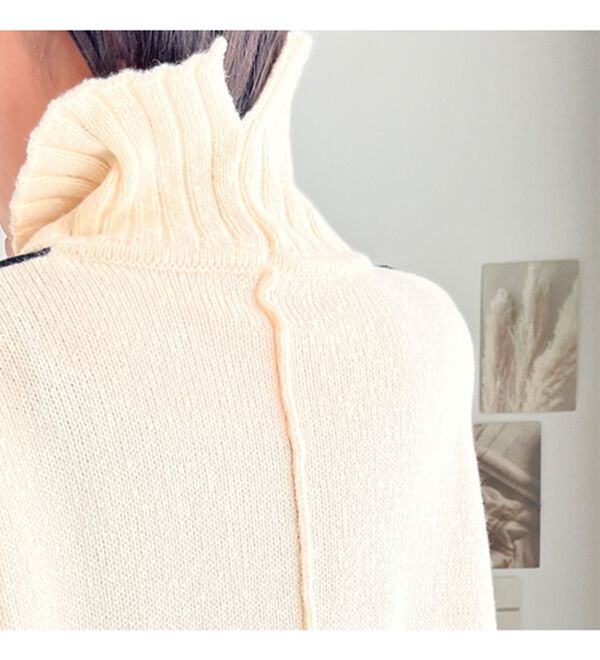 バイカラーラインタートルニット - ベルーナ【公式】