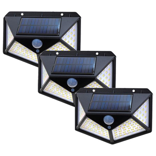 「１００ＬＥＤソーラーセンサーライト３個組（照明・ライト）」｜詳細画像