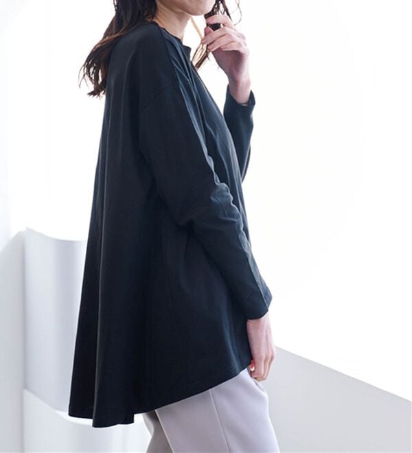 RANAN（ラナン）の「＜ＢＣ＞綿１００％ひんやりフレアーシルエットチュニック（カットソー）」｜詳細画像