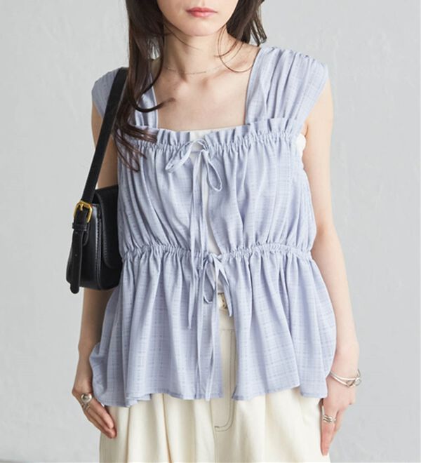 RANAN（ラナン）の「フロントリボンギャザーノースリブラウス（ブラウス）」｜詳細画像