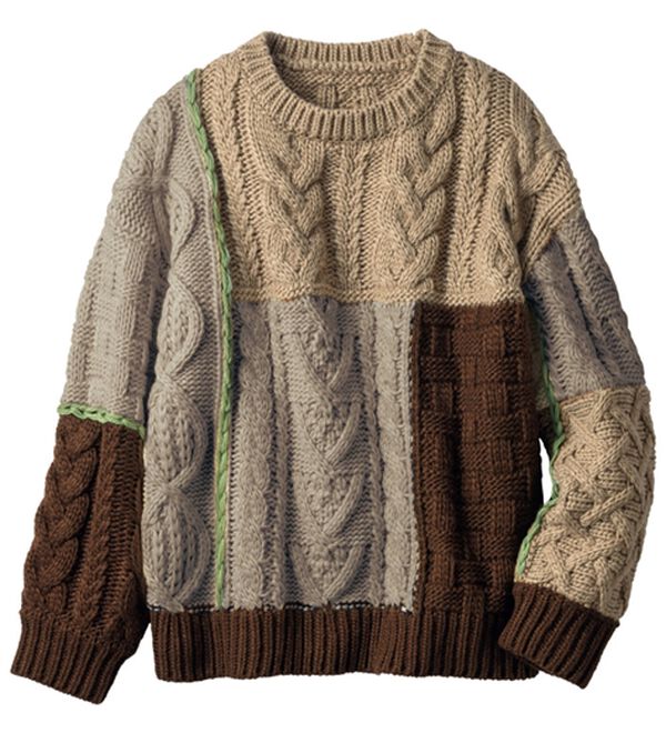 ルフラン（ルフラン）の「パッチワークのゆるニット（ニット・セーター）」｜ブラウン系