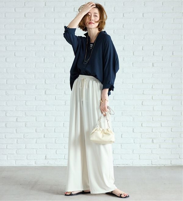 BELLUNA（ベルーナ）の「【吸水速乾】イージーケア！袖リボンシャツチュニック（チュニック）」｜詳細画像