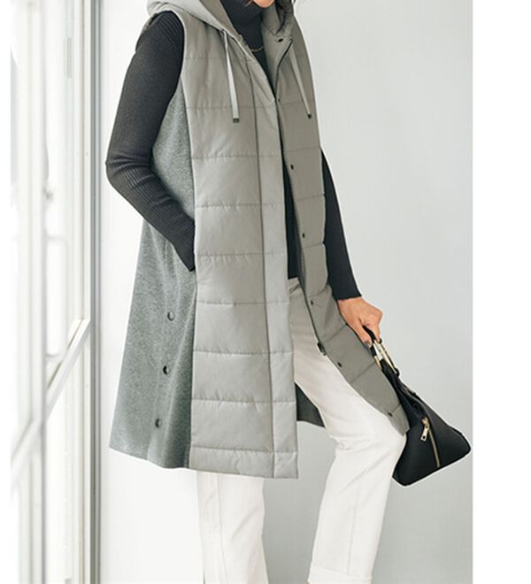 BELLUNA（ベルーナ）の「細見え中わたキルト切替ロングベスト（中わたコート・ベスト）」｜詳細画像