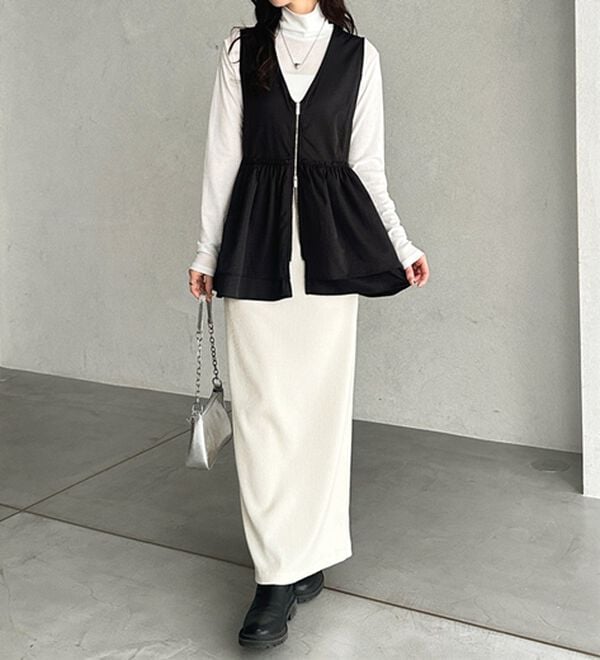 GeeRA（ジーラ）の「【着回し力◎】楽ちんすっきり見え！リブロングスカート（ロングスカート）」｜詳細画像