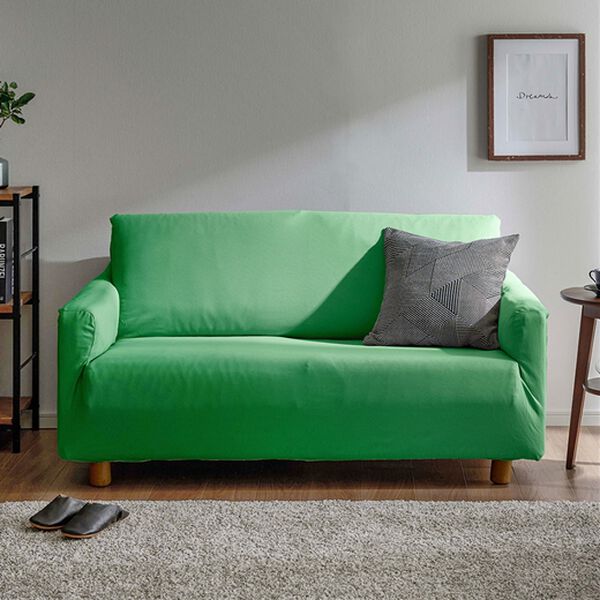 iellio（イエリオ）の「お買得！ワッフルソファカバー＜洗える・伸縮・ソファーカバー・肘あり・肘なし・１人掛・２人掛・３人掛＞（ソファーカバー）」｜ディープグリーン