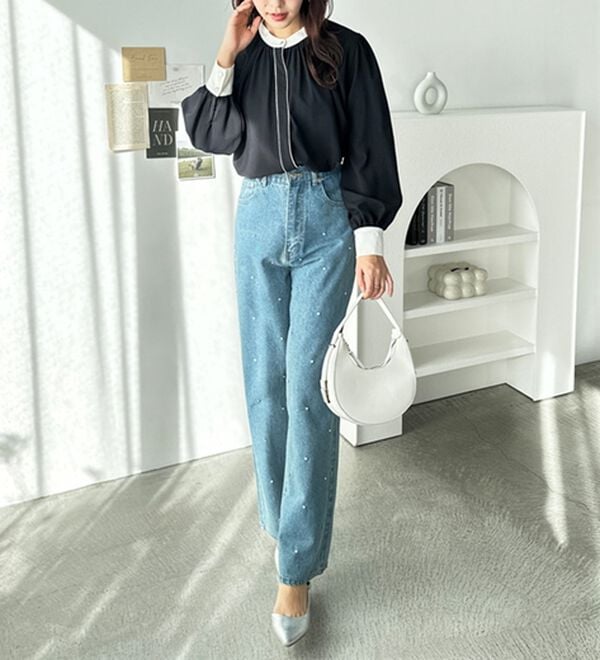 GeeRA（ジーラ）の「前後２ＷＡＹバイカラーブラウス（ブラウス）」｜詳細画像