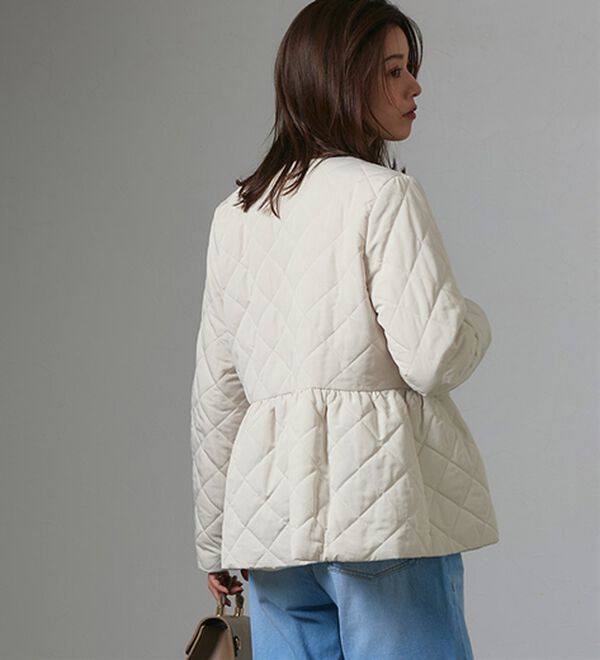 Pierrot（ピエロ）の「ノーカラーフレアキルティングブルゾン（ブルゾン）」｜詳細画像