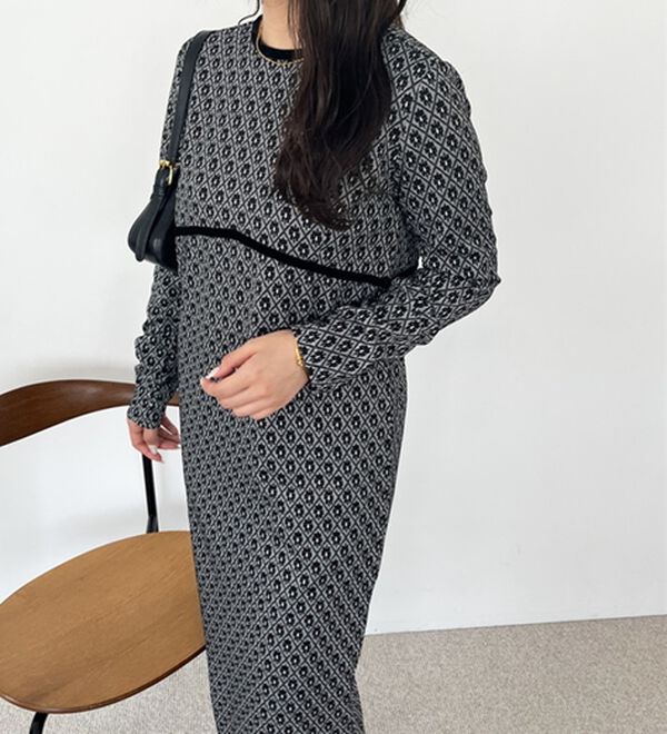 GeeRA（ジーラ）の「フラワージャカードパイピングワンピース（その他ワンピース）」｜詳細画像