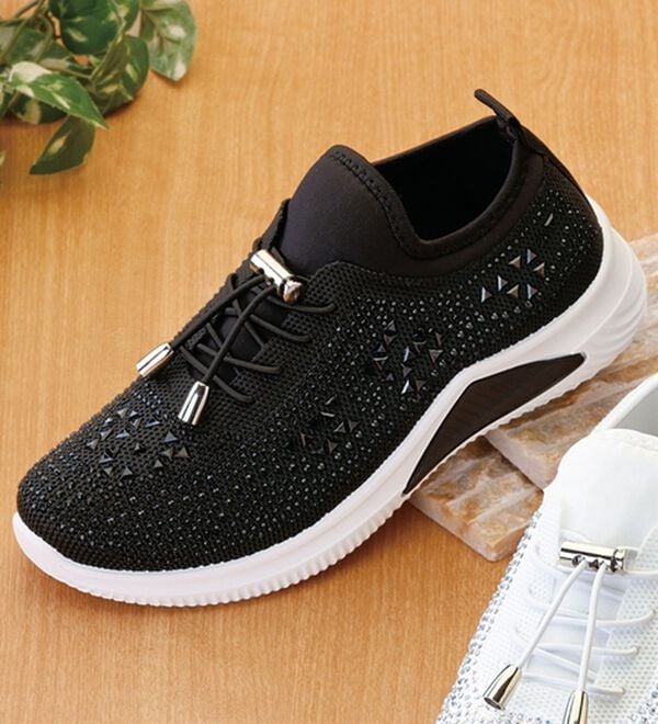 ルフラン（ルフラン）の「ビジュー付きレースアップスニーカー（スニーカー）」｜ブラック