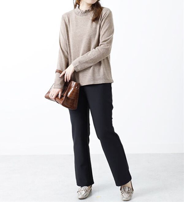 BELLUNA（ベルーナ）の「杢調素材シャーリング使いプルオーバー（カットソー）」｜詳細画像