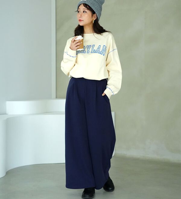 A HAPPY MARILYN（アハッピーマリリン）の「【Ｌ～８Ｌ】もわもわシャギーで下半身の冷え対策！選べる３丈 裏起毛 裏シャギー ワイドパンツ（ワイドパンツ・ガウチョ）」｜詳細画像