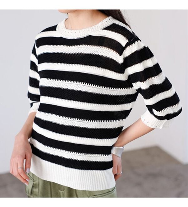 GeeRA（ジーラ）の「透かし編ボーダーサマーニット（ニット・セーター）」｜詳細画像