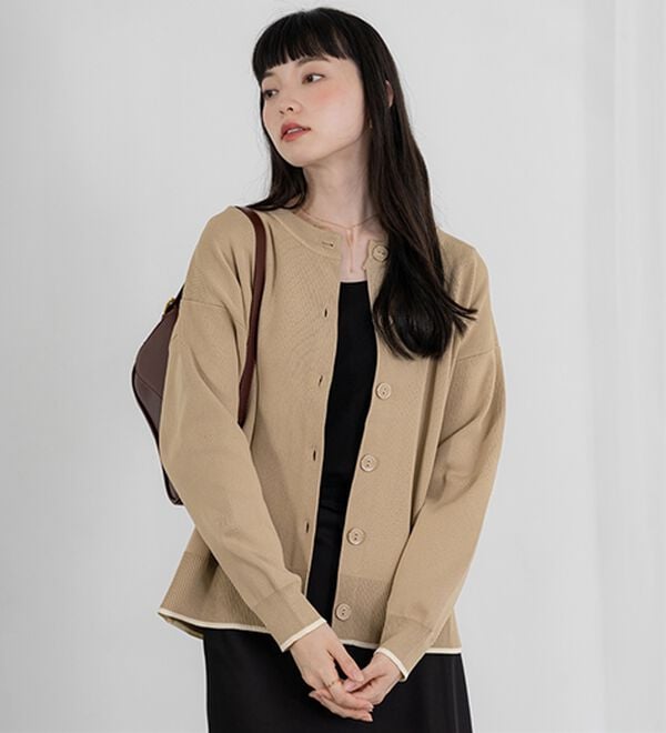 BELLUNA（ベルーナ）の「【快適Ｌａｂ．】洗える！軽い！配色使いニットカーディガン（ニットカーディガン）」｜詳細画像