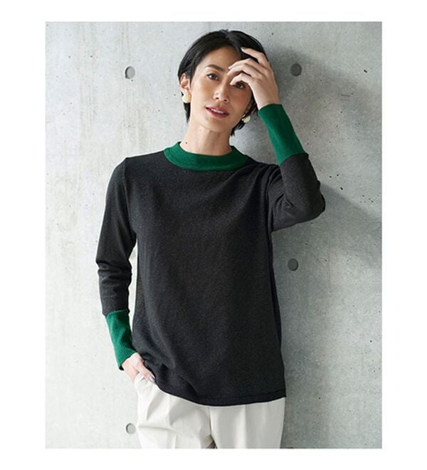 BELLUNA（ベルーナ）の「ラメ入り配色ニットプルオーバー（ニット・セーター）」｜詳細画像