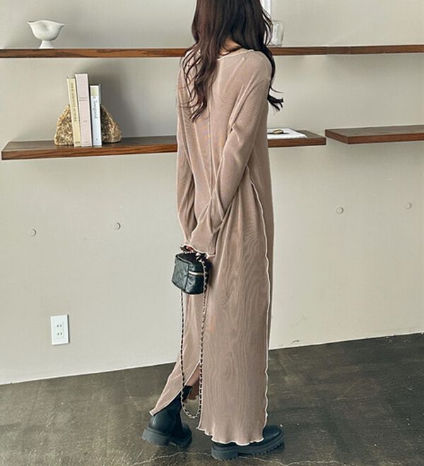 GeeRA（ジーラ）の「全骨格対応！配色プリーツワンピース（カットソーワンピース）」｜詳細画像