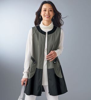 BELLUNA（ベルーナ）の「配色切替デザインベスト（ベスト）」｜グレー系