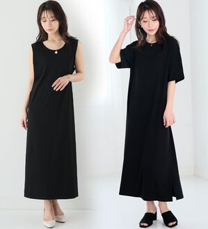 A HAPPY MARILYN（アハッピーマリリン）の「【Ｌ～８Ｌ】【選べる袖丈】さらとろリブワンピース（ロングワンピース）」｜詳細画像