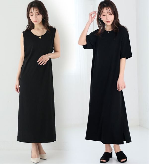 A HAPPY MARILYN（アハッピーマリリン）の「【Ｌ～８Ｌ】【選べる袖丈】さらとろリブワンピース（ロングワンピース）」｜詳細画像