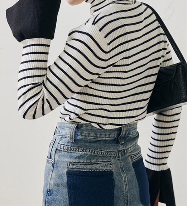 RANAN（ラナン）の「＜ムースタッチ＞洗える！バイカラータートルリブニット（ニット・セーター）」｜詳細画像