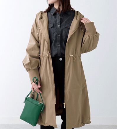 BELLUNA（ベルーナ）の「袖リブ使いロング丈パーカー（ロングコート）」