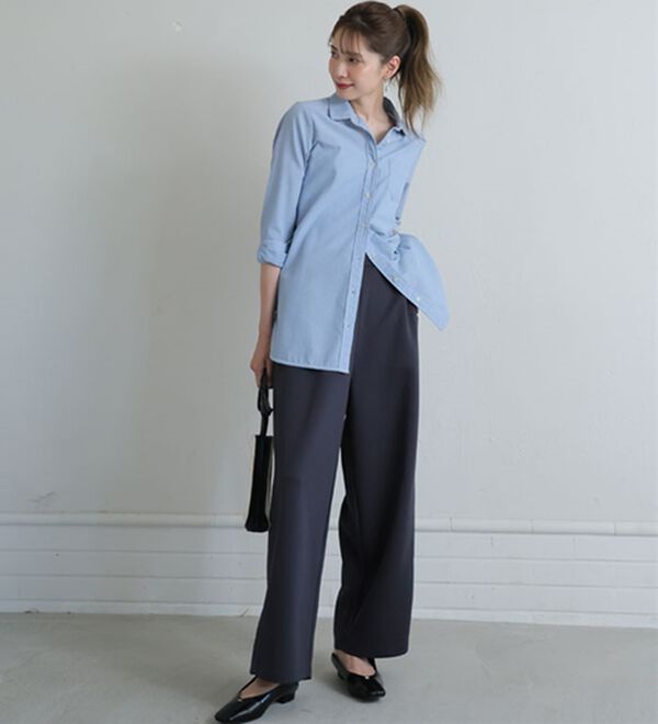 A HAPPY MARILYN（アハッピーマリリン）の「【Ｌ～６Ｌ】丈が選べる 脚痩せ ポンチ カーブパンツ ストレッチ ワイドパンツ（ワイドパンツ・ガウチョ）」｜詳細画像