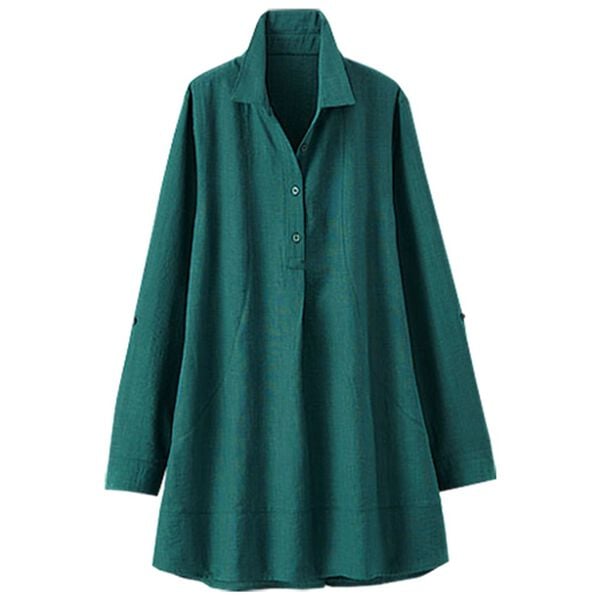 BELLUNA（ベルーナ）の「麻調素材切替デザインシャツチュニック（チュニック）」｜詳細画像