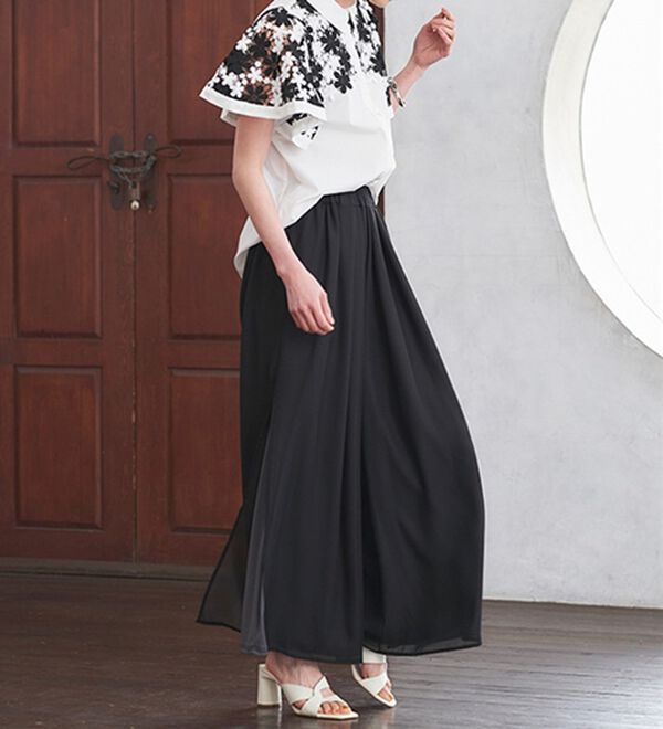 RANAN（ラナン）の「ひんやり！サイドスリットシフォンパンツ（フルレングスパンツ）」｜詳細画像