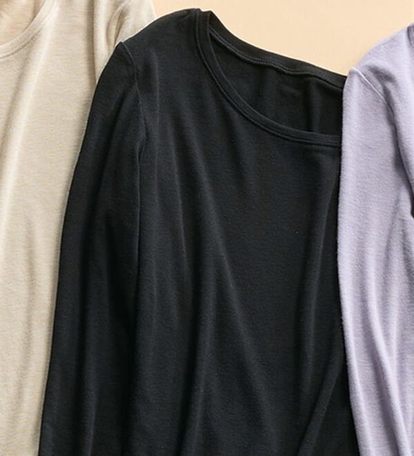 LAVIENNE（ラヴィエンヌ）の「カシミヤ入りクルーネックプルオーバー（肌着・インナーウェア）」｜ブラック