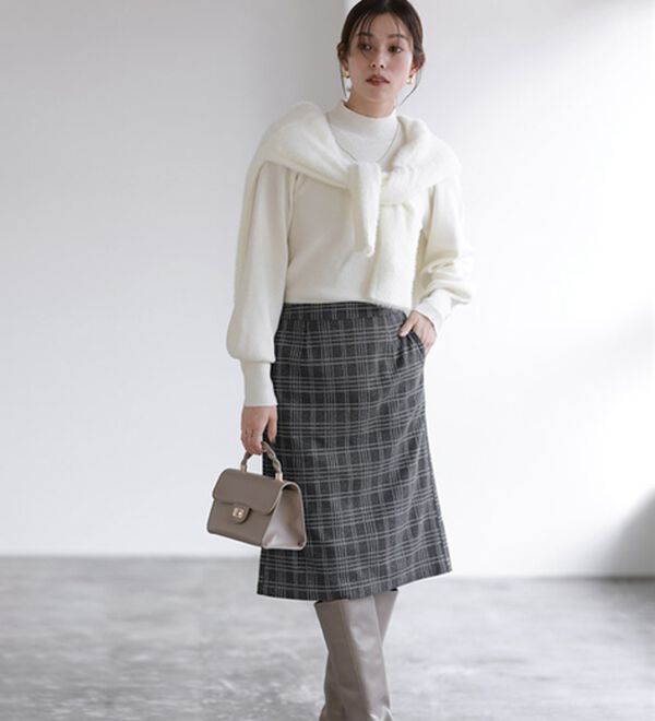 Pierrot（ピエロ）の「丈と柄が選べるカシミヤタッチＩラインスカート（ロングスカート）」｜詳細画像