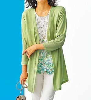 BELLUNA（ベルーナ）の「着映える花柄レースカーデアンサンブル（アンサンブル）」｜グリーン