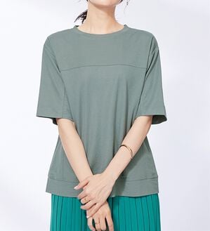 BELLUNA（ベルーナ）の「涼感素材切替デザインプルオーバー（カットソー）」｜ブルーグレー