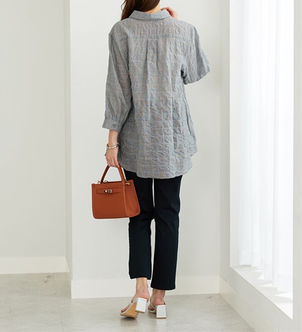 BELLUNA（ベルーナ）の「綿混テンセルぽこぽこシアーシャツチュニック（チュニック）」｜詳細画像