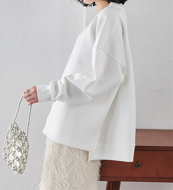 RANAN（ラナン）の「＜ＨＳ＞編立衿ポイントきれいめスウェット（カットソー）」｜詳細画像