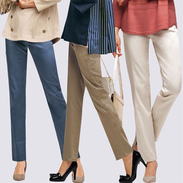 BELLUNA（ベルーナ）の「花粉対策！綿サテンストレッチカラーパンツ（フルレングスパンツ）」｜詳細画像