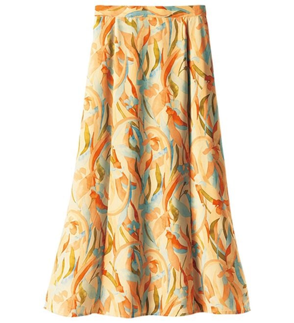 BELLUNA（ベルーナ）の「艶やかプリント切替フレアースカート（ロングスカート）」｜詳細画像