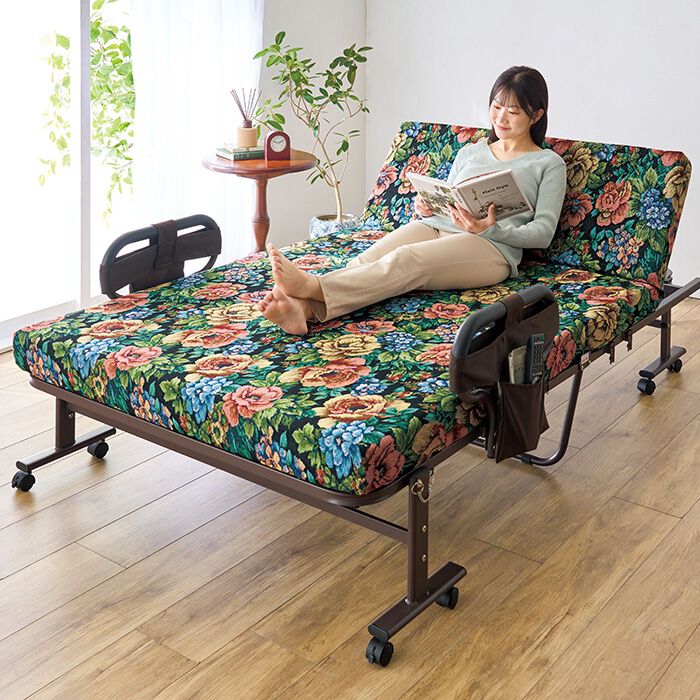 組立簡単 寝心地が選べる電動ベッド 硬質セミダブル 花柄 組立品 組立簡単 寝心地が選べる電動ベッド 硬質セミダブル 花柄 組立品 電動