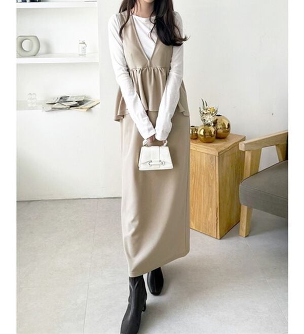 GeeRA（ジーラ）の「楽ちん！ペプラムジャンパースカート（ジャンパースカート）」｜詳細画像