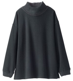 BELLUNA（ベルーナ）の「まるで着る毛布！静電防止付裏ファーニットリブトレーナー（トレーナー・スウェット）」｜黒